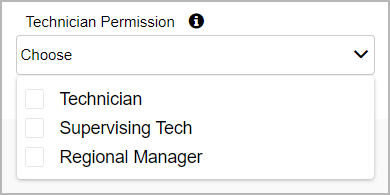 Technician permissions in a user's profile
