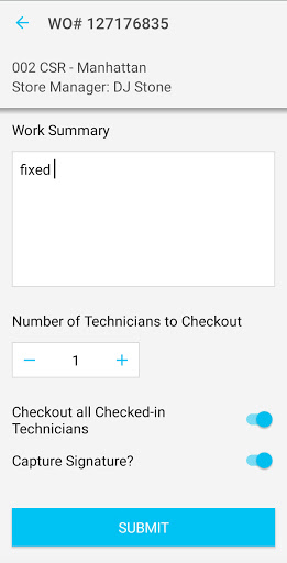 Checking out with all checked-in technicians