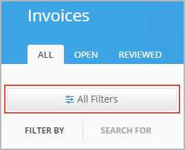 Use the All Filters button to open the pop-up for filtering invoices