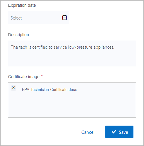 Technician certificate is uploaded