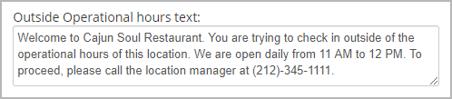 Example of a message to show to technicians who attempt to check in when a location is closed