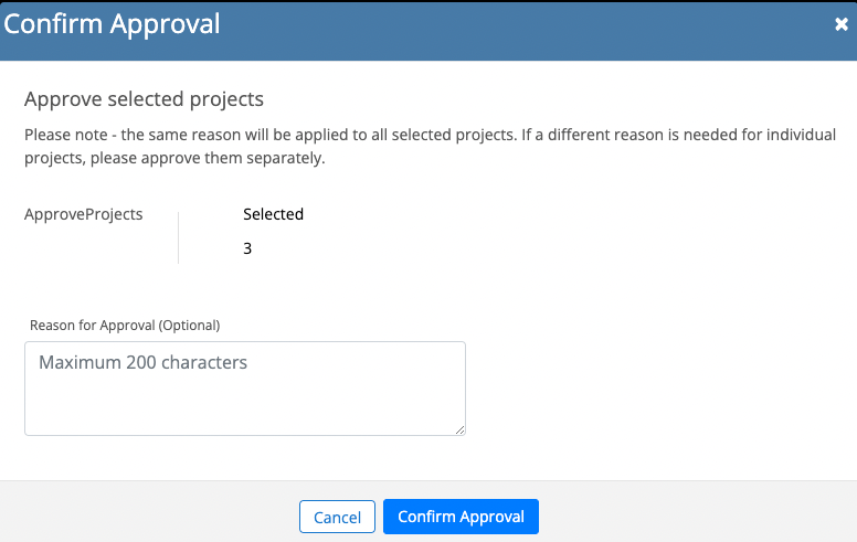 Approval Confirmation Modal