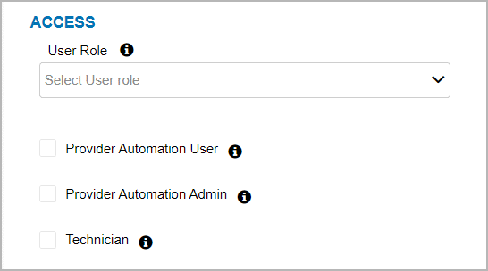 Section in the user's profile with user roles and permissions