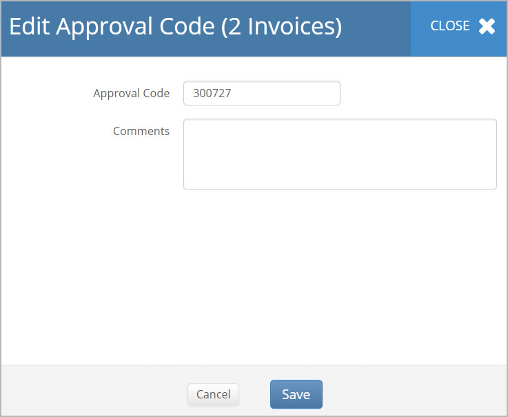 Overlay for editing a GL code for multiple invoices