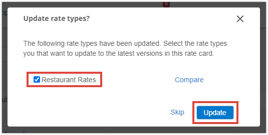Updating the rate type