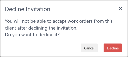 Click Decline to confirm that you really want to decline the invitation