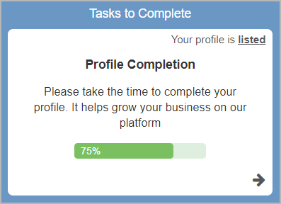 Profile Completion card showing the overall percentage of your Directory profile completion