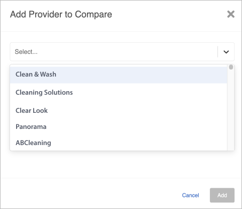 Screenshot showing the add provider window