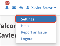 Screenshot showing the settings