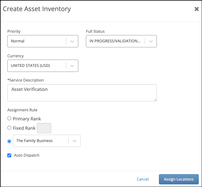 Asset Inventory Modal
