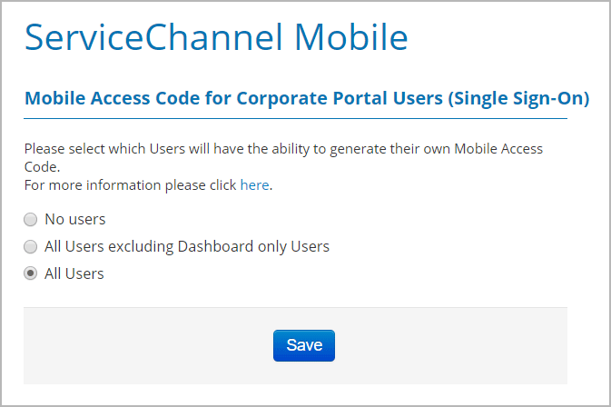 Single sign-on settings for SC Mobile in admin settings