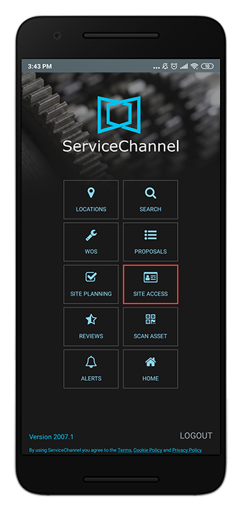 Navigating to Site Access in ServiceChannel Mobile