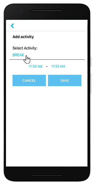 Selecting the activity type