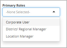 The Primary Roles drop-down list