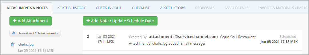 Attachment added via email that appears on the work order details page