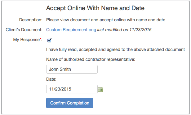 Accept Online With Name and Date