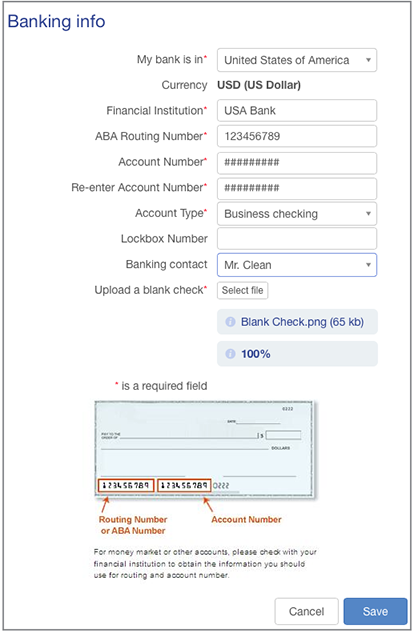 Completed Banking Form
