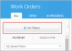 All Filters pop-up on the Work Orders List